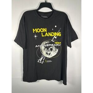 National Geographic T-Shirt Mens XL Black Moon Landing 1969 Anniversary Tee